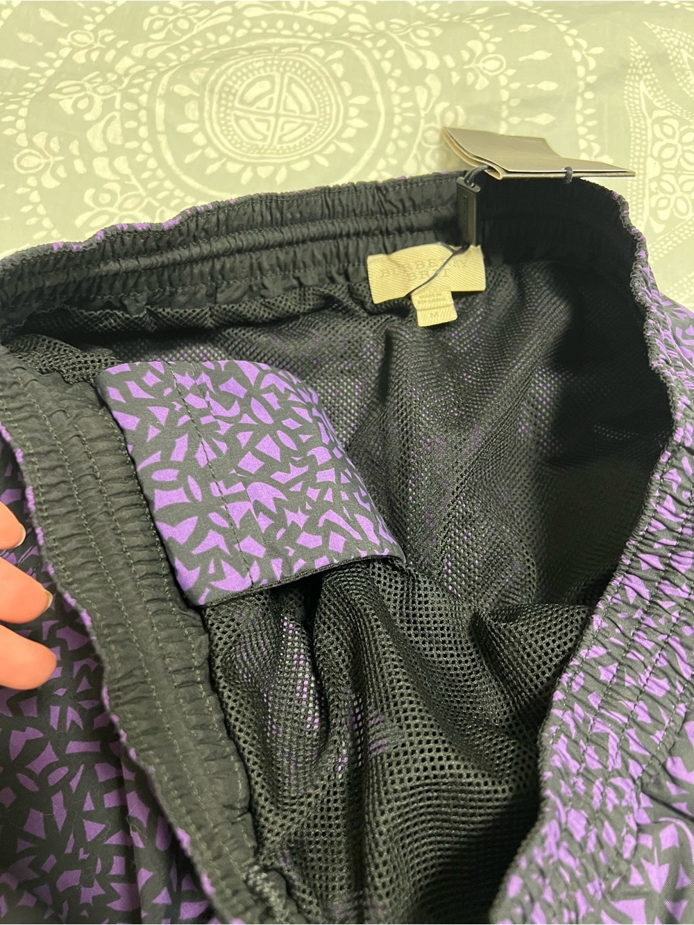 Burberry Black and Purple Mesh-Lined Athletic Shorts - Picture 5 of 5